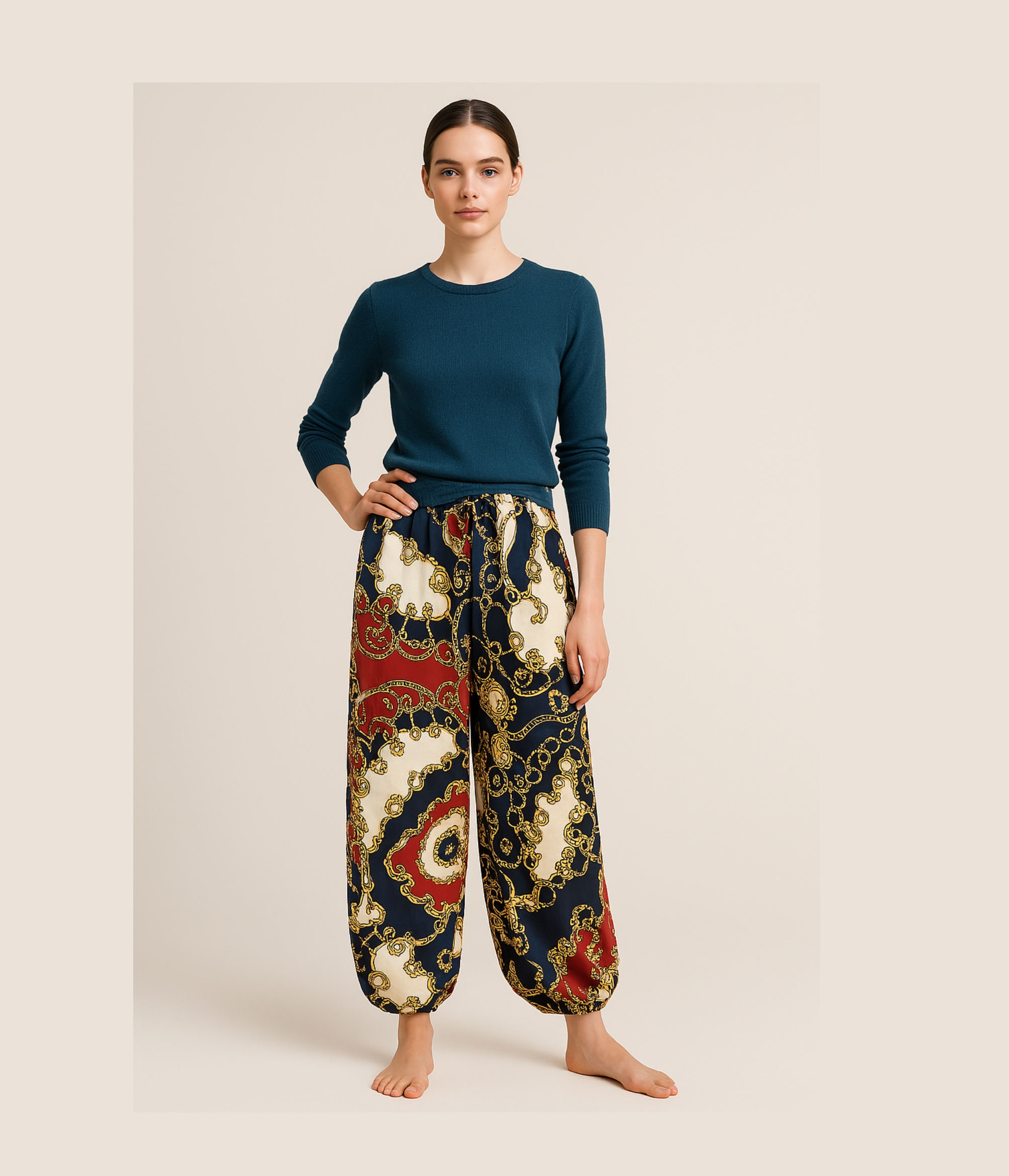 Asymmetrical flare pants