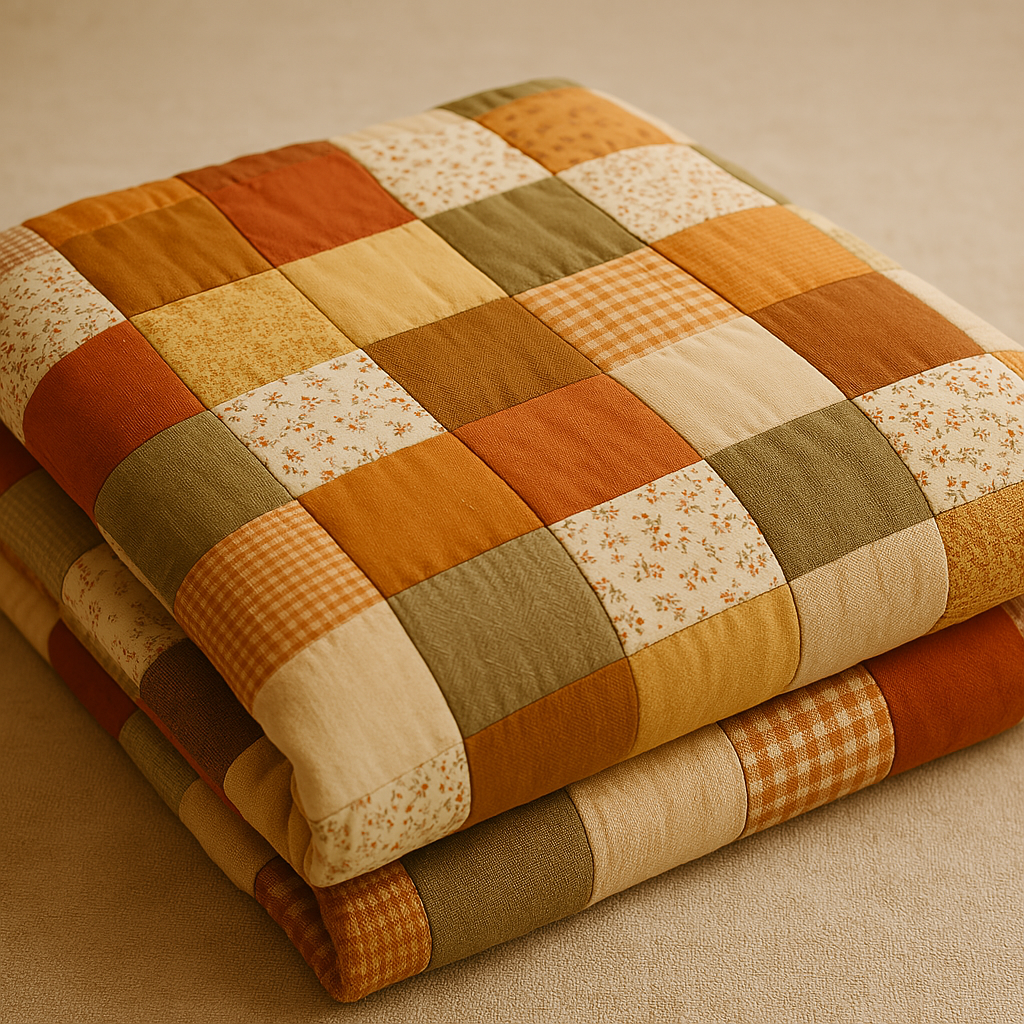 Upcycled fabric throw with contrast stitching